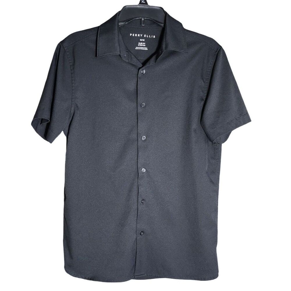 Perry Ellis Men’s Slim Fit Total Stretch Short Sleeve Button Down